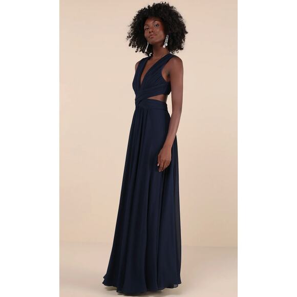 Lulus Navy Blue Cutout Vivid Imagination Maxi Dress Size XL - Picture 7 of 10